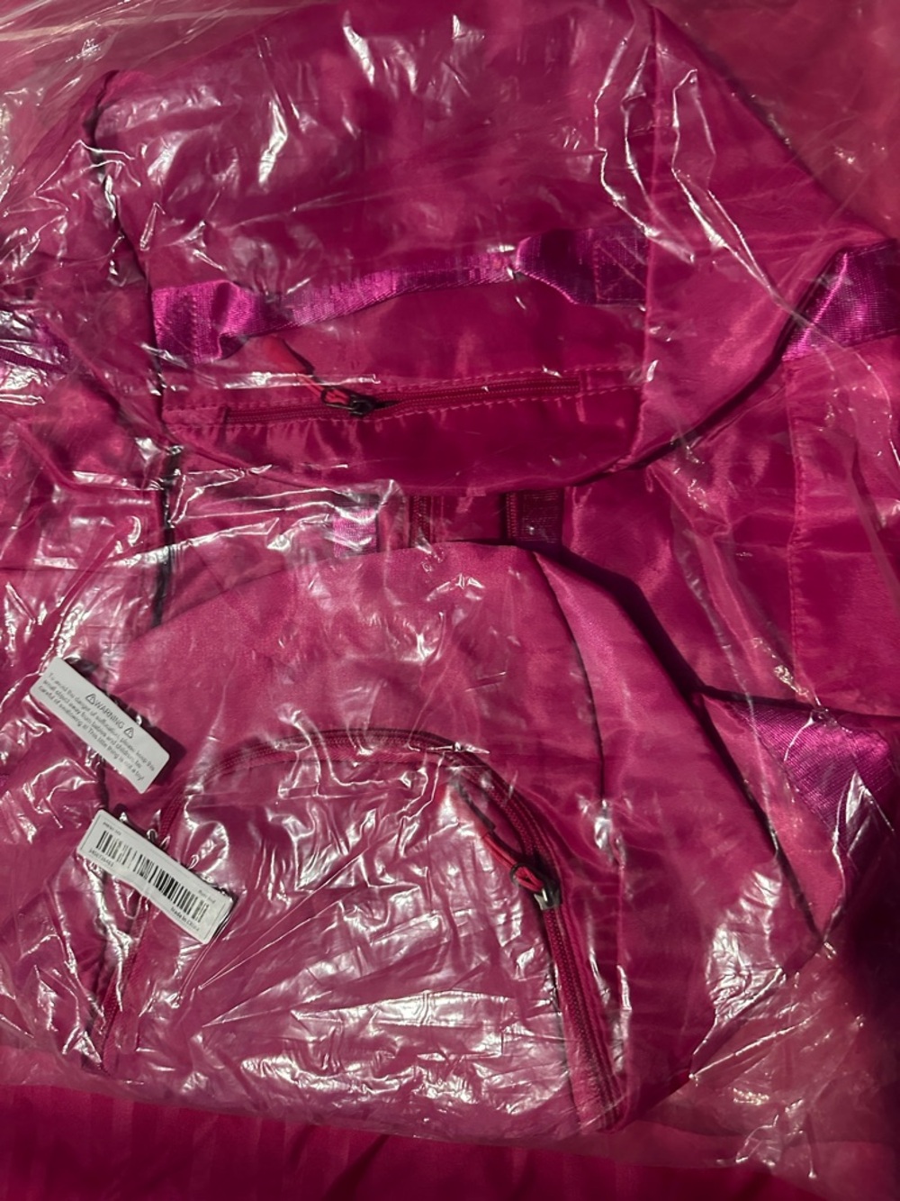 Women’s Hot Pink Travel Duffel Bag with Adjustable Strap - Picture 7 of 7